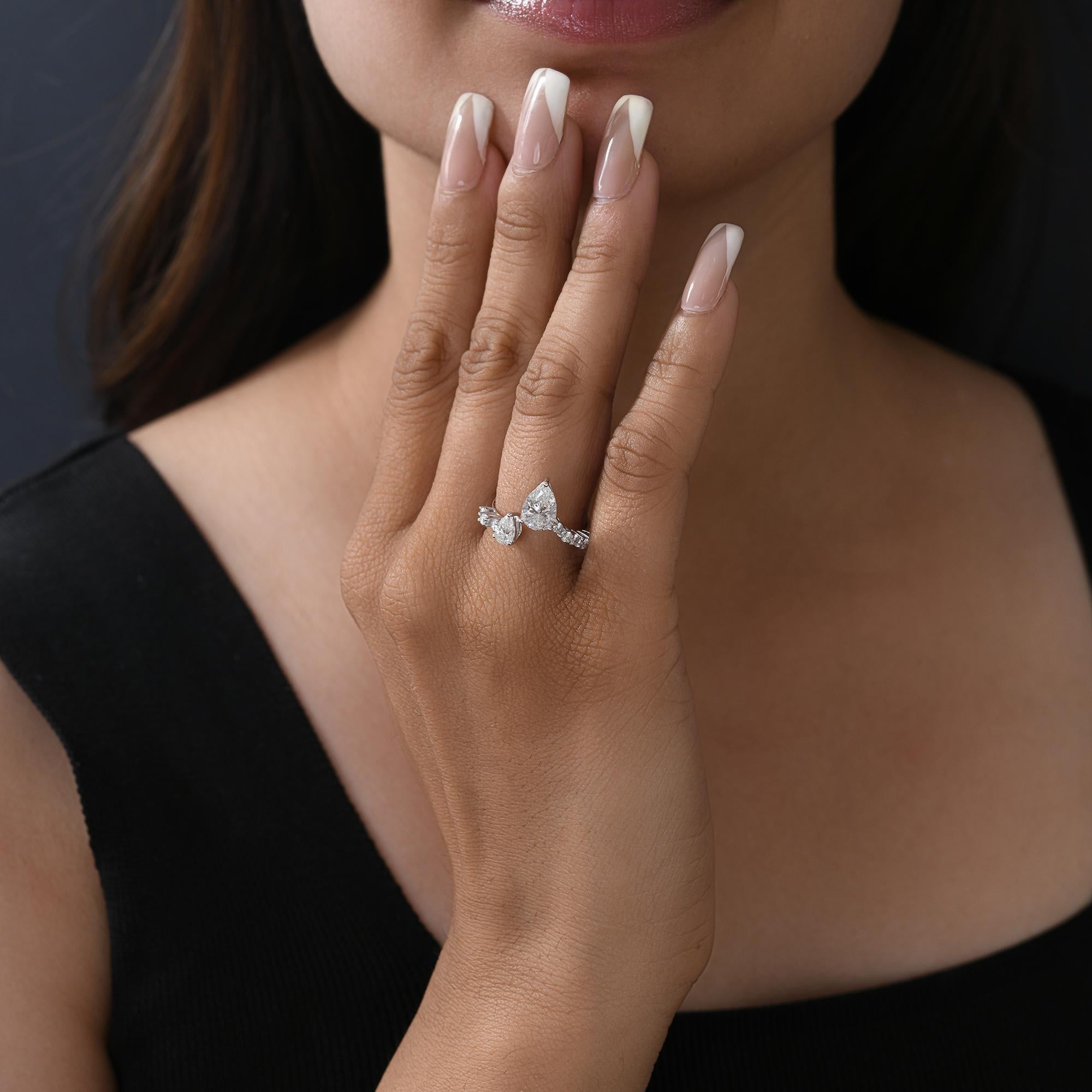 For Sale:  Natural 1.95 Carat SI Clarity HI Color Diamond Ring 18 Karat White Gold Jewelry 4