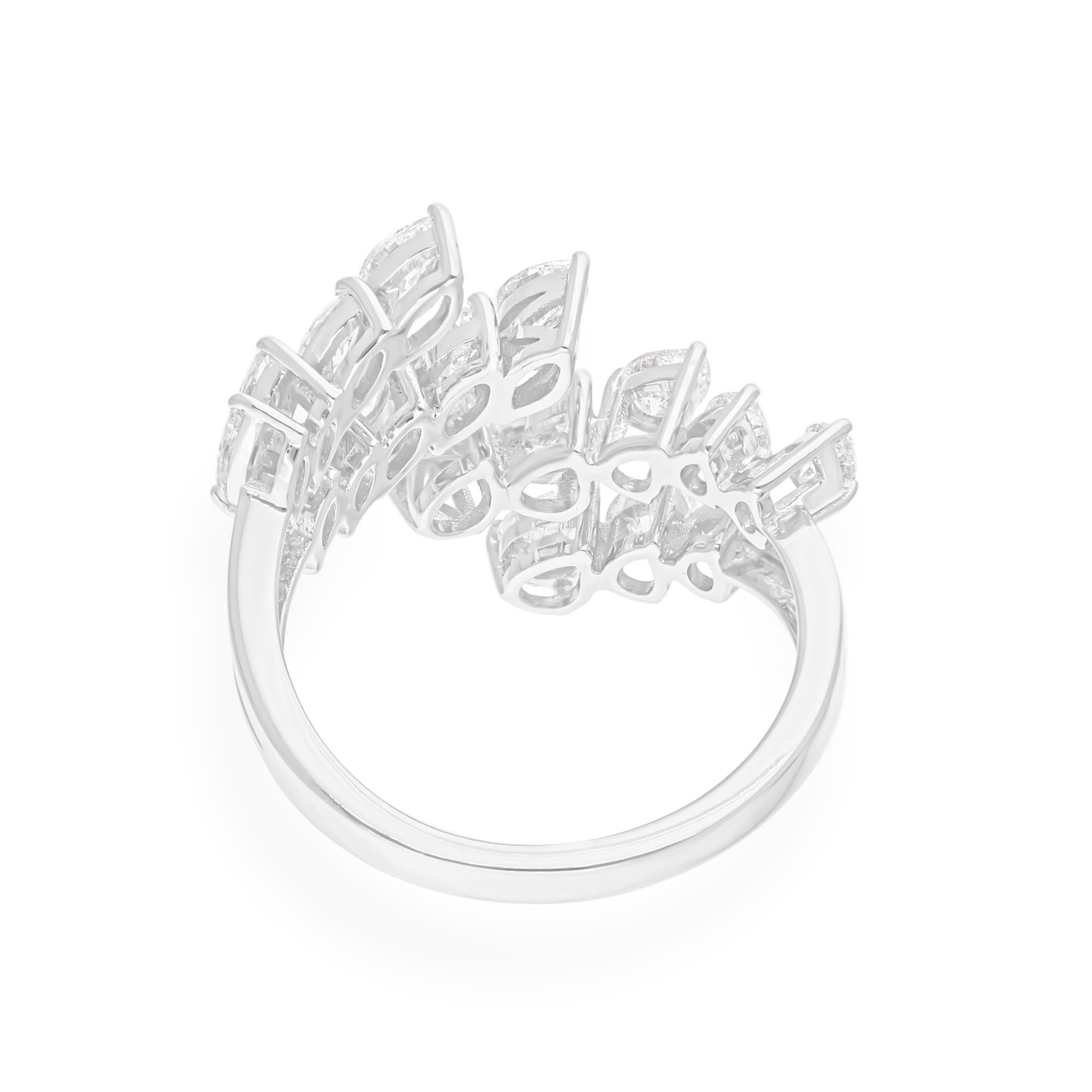 Bague en or blanc 14 carats avec diamants naturels taille poire marquise de 1,96 carat SI/H en vente 1