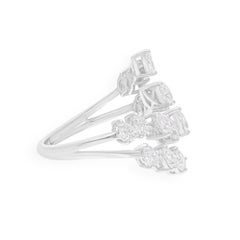 Natural 1.96 Carat SI/H Pear Marquise Diamond Ring 18 Karat White Gold Jewelry
