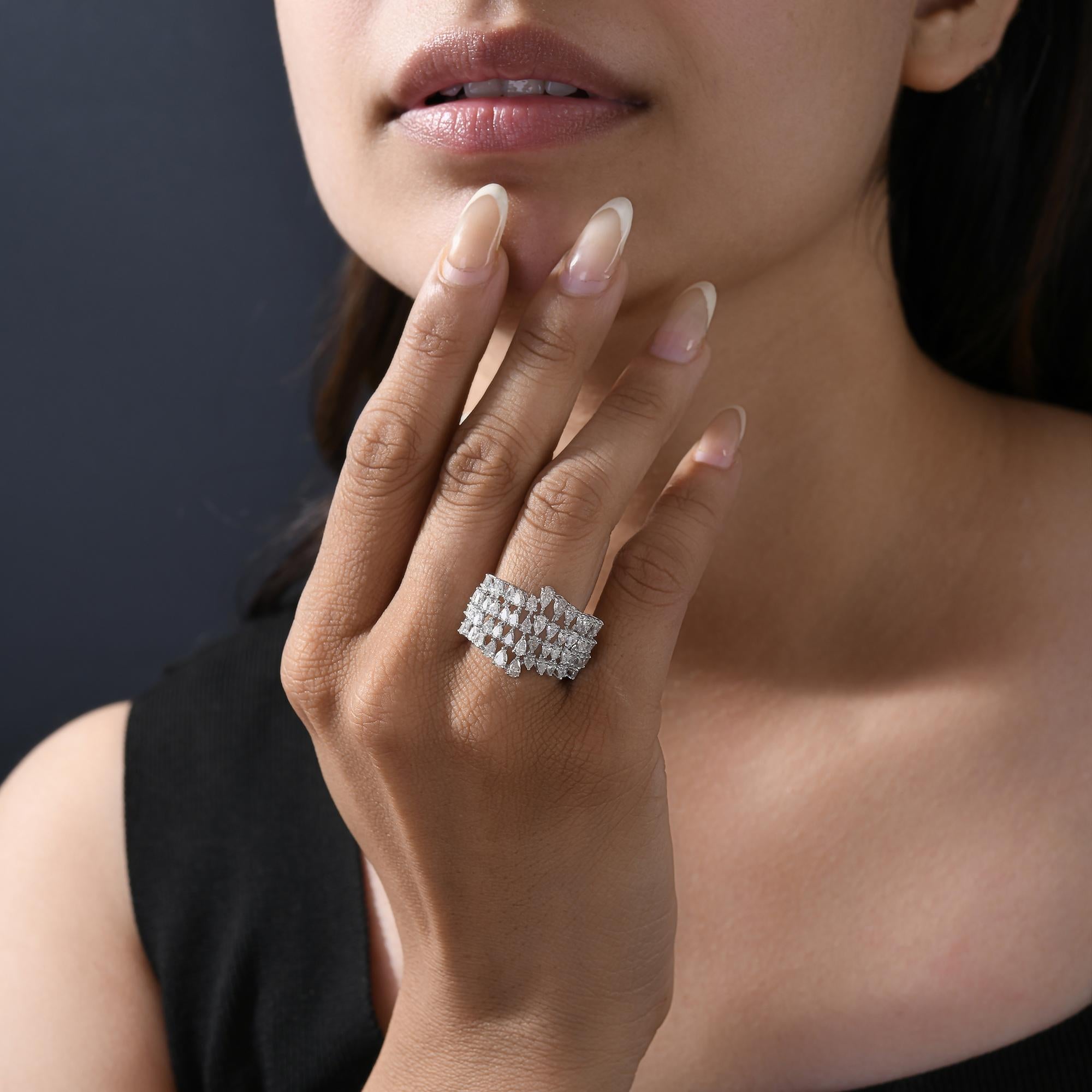 Natürlicher 1,97 Karat SI Reinheit HI Farbe Diamantring 18 Karat Weißgold Schmuck (Tropfenschliff) im Angebot