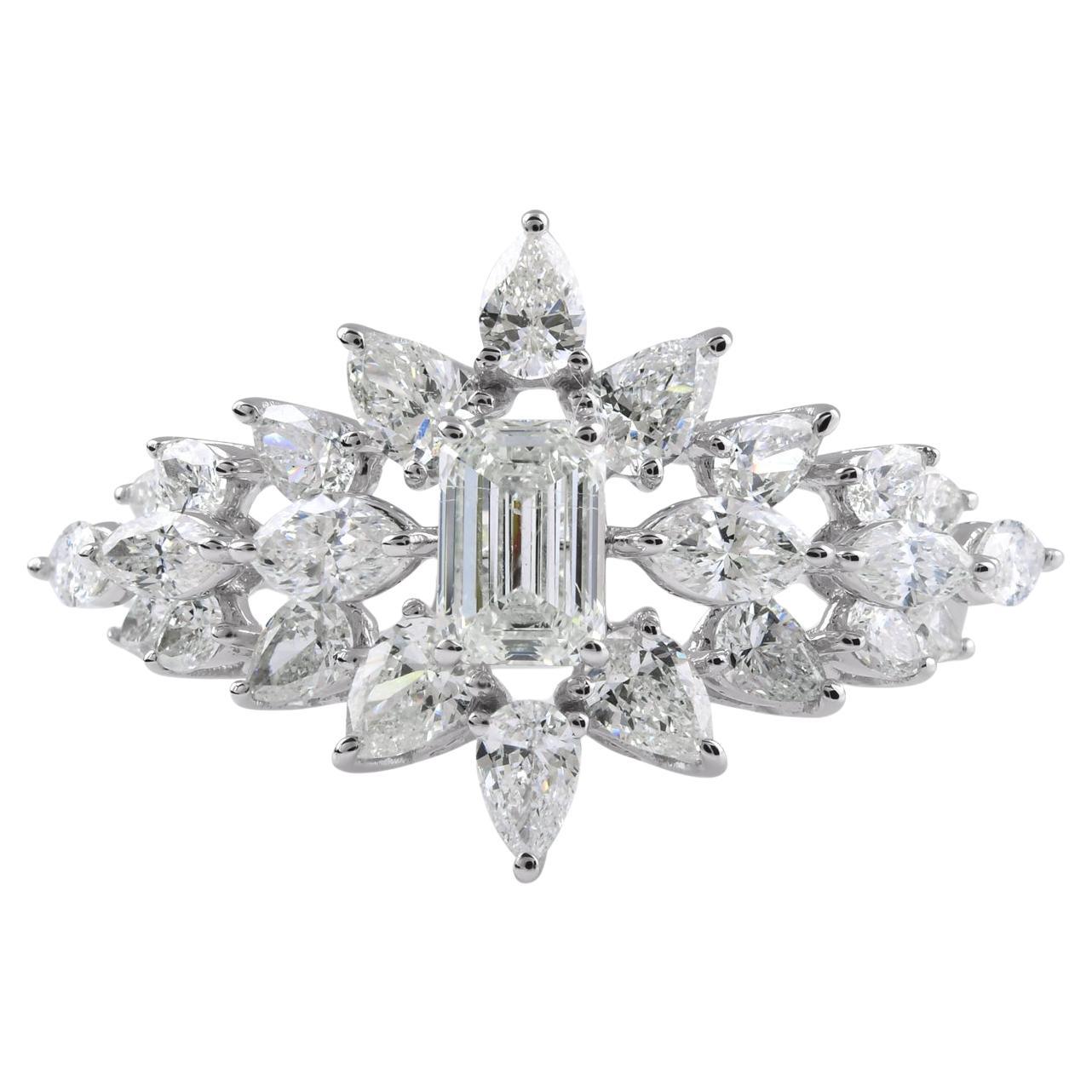 Natürlicher 1,97 Karat SI Reinheit HI Farbe Diamantring 18 Karat Weißgold Schmuck