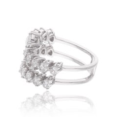 Natural 1.97 Carat SI/H Pear Oval Brilliant Cut Diamond Wrap Ring 18k White Gold