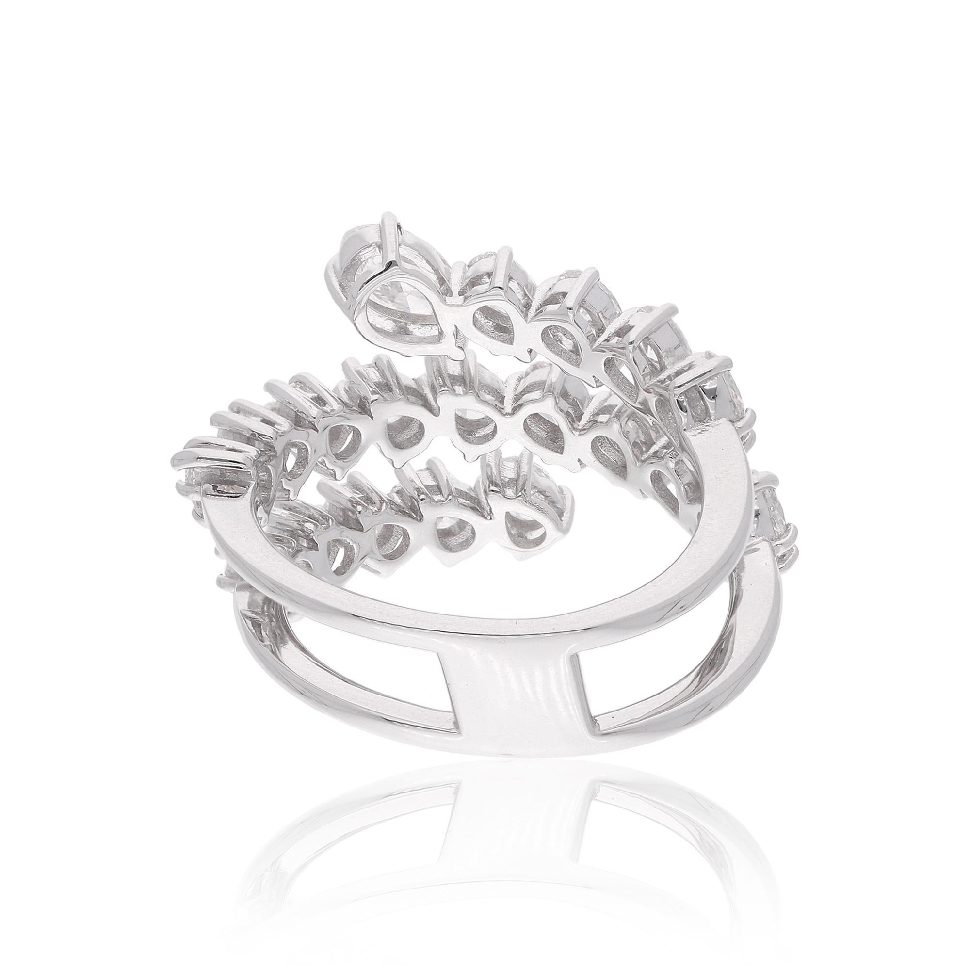 Moderno Anello a fascia con diamante naturale da 1,97 carati SI/H con taglio ovale a pera e Brilliante, oro bianco 18k in vendita