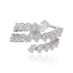 Natural 1.97 Carat SI/H Pear Oval Brilliant Cut Diamond Wrap Ring 18k White Gold