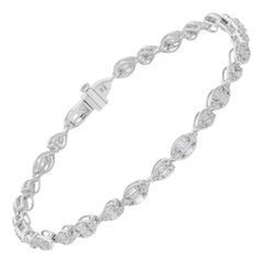 Natural 1.98 Carat SI/H Baguette Diamond Bracelet 14 Karat White Gold Jewelry