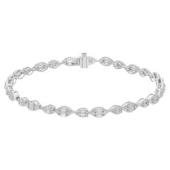 Bracelet en or blanc 14 carats avec diamants baguettes naturels de 1,98 carat SI/H