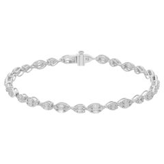 Pulsera de diamantes baguette SI/H naturales de 1,98 quilates Joyas de oro blanco de 14 quilates