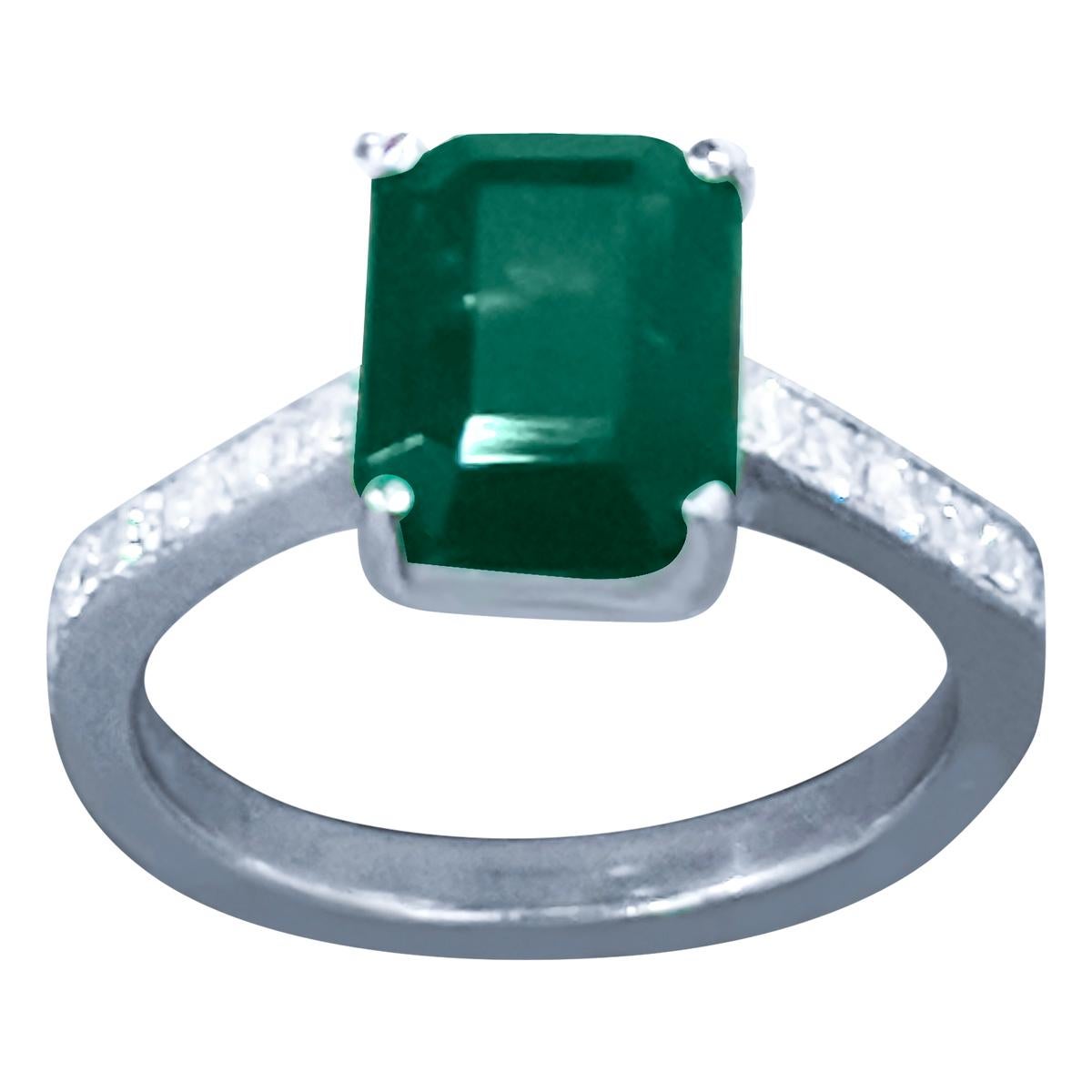 
Approximately 2 Carat Natural  Emerald Cut Emerald & Diamond Ring in Platinum , Estate Size 5.2
A classic design  ring 
Approximately 2 Carat  Emerald Cut Emerald Absolutely gorgeous emerald , Very desirable color 
 Platinum  5 gm with stone
