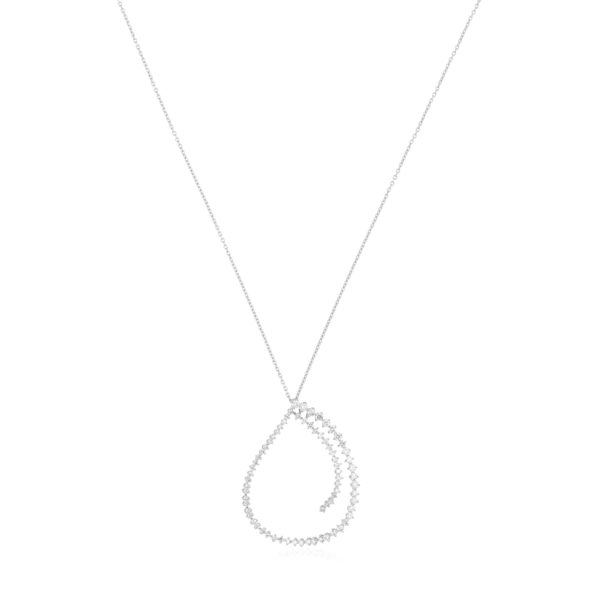 Natural 2 Carat SI Clarity HI Color Diamond Loop Pendant Necklace 14k White Gold For Sale 1