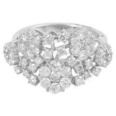 Natural 2 Carat SI/HI Diamond Dome Ring 18 Karat White Gold Handmade New Jewelry