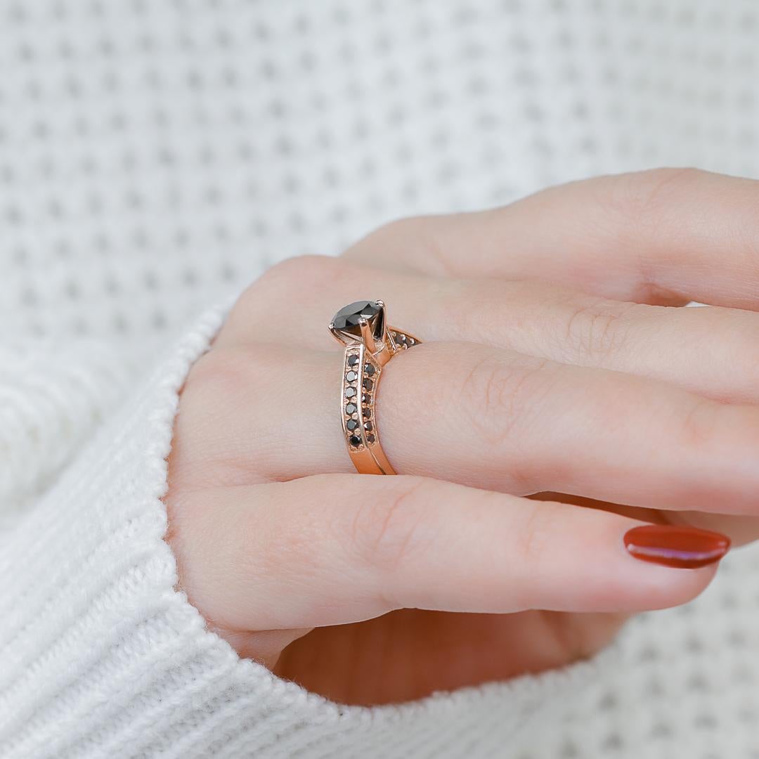 rose gold ring with black stone