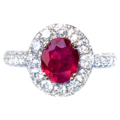 Used Natural 2 ct Unheated Ruby & Diamond Ring