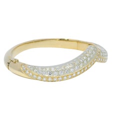 Bracelet jonc en or 18 carats avec diamants ronds brillants de 2,0 carats