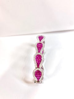 Natural 20 Carat Ruby and Diamond Bracelet Invisible Set