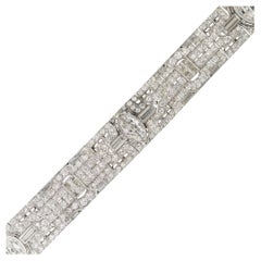 Natural 20.0 Carat Diamond Art-Deco Style Platinum Bracelet In Stock