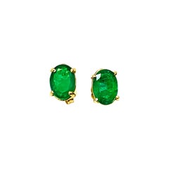 Natural 2.00 Carat Emerald Stud Earrings