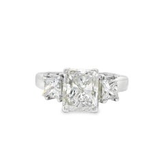 Natural 2.00 Carat Radiant Cut Diamond 3 Stone 18-Karat Engagement Ring In Stock