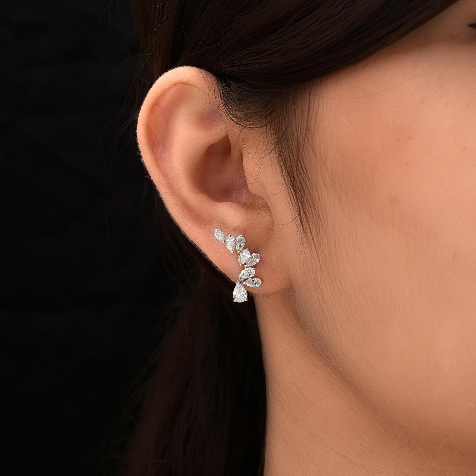 Taglio a goccia Orecchini di diamanti naturali a forma di pera da 2,00 carati SI/H Gioielli in oro bianco 14 carati in vendita