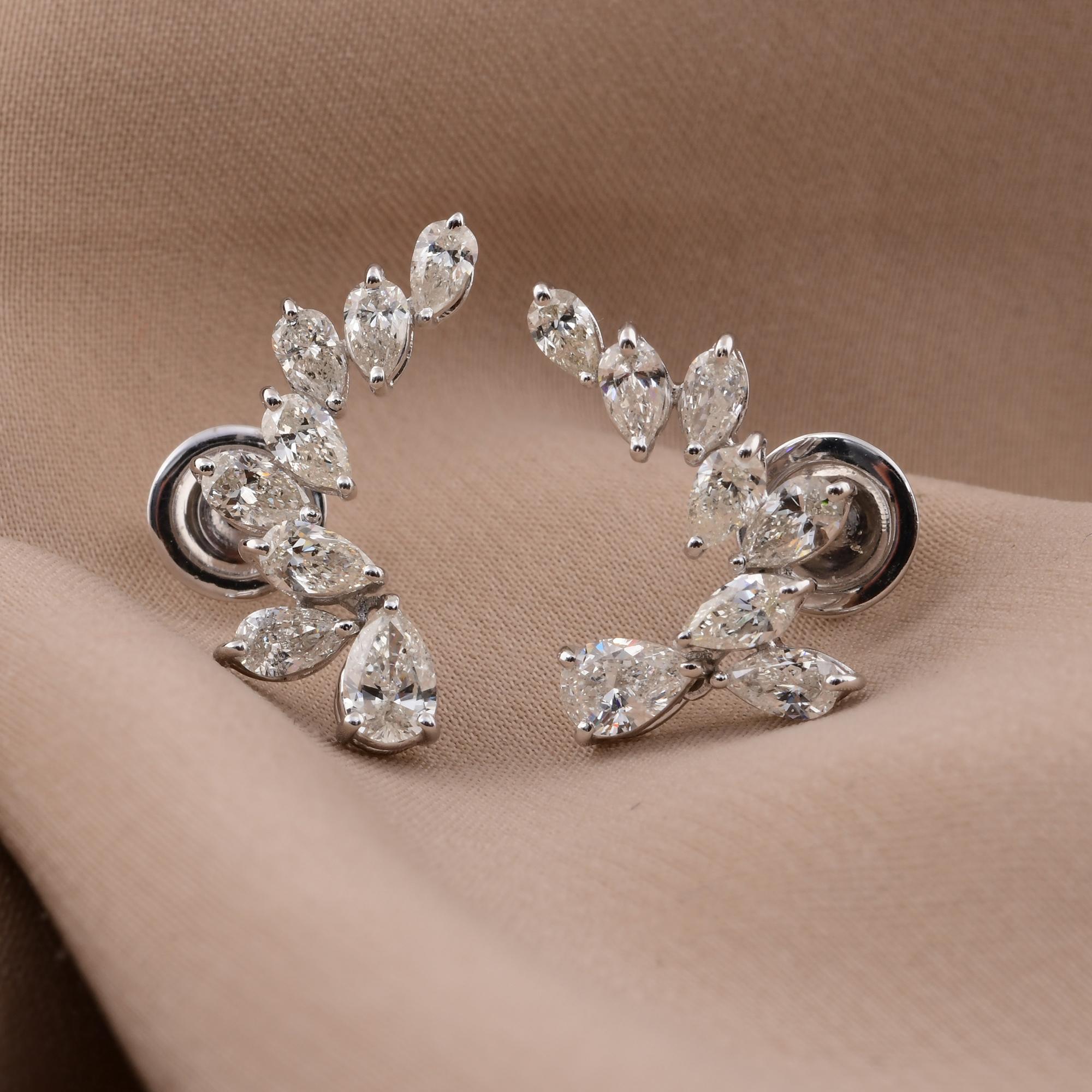 Orecchini di diamanti naturali a forma di pera da 2,00 carati SI/H Gioielli in oro bianco 14 carati In condizioni Nuovo in vendita a Diera, Dubai