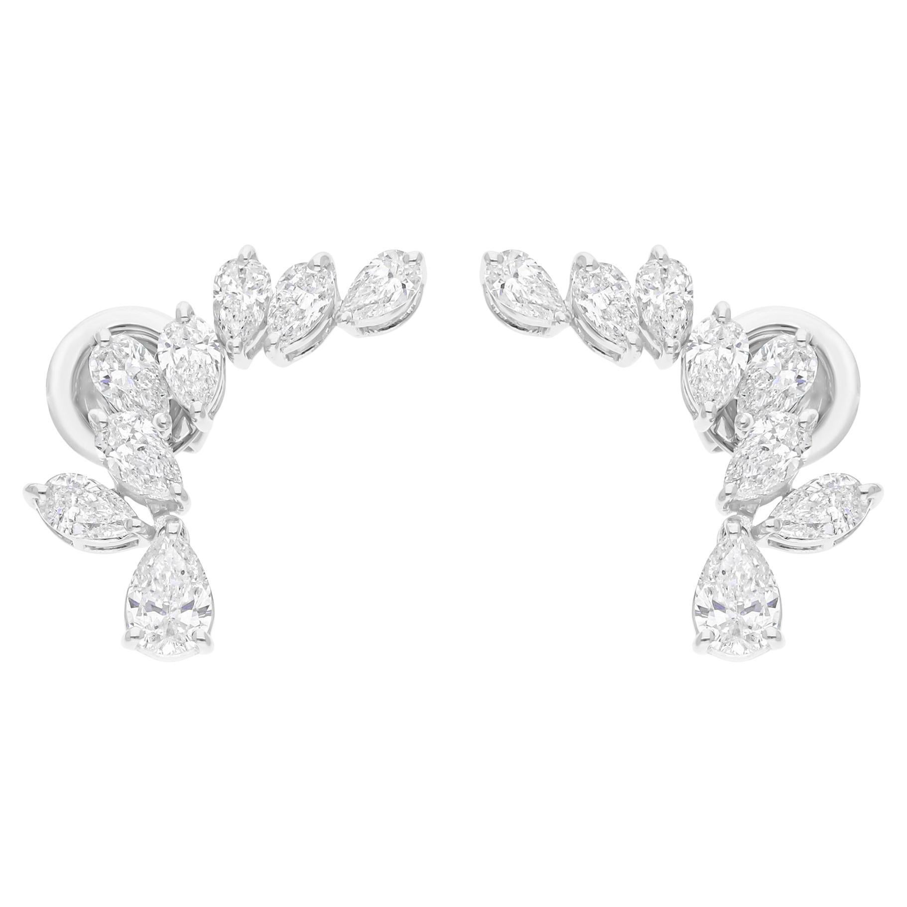 Natural 2.00 Carat SI/H Pear Shape Diamond Earrings 14 Karat White Gold Jewelry