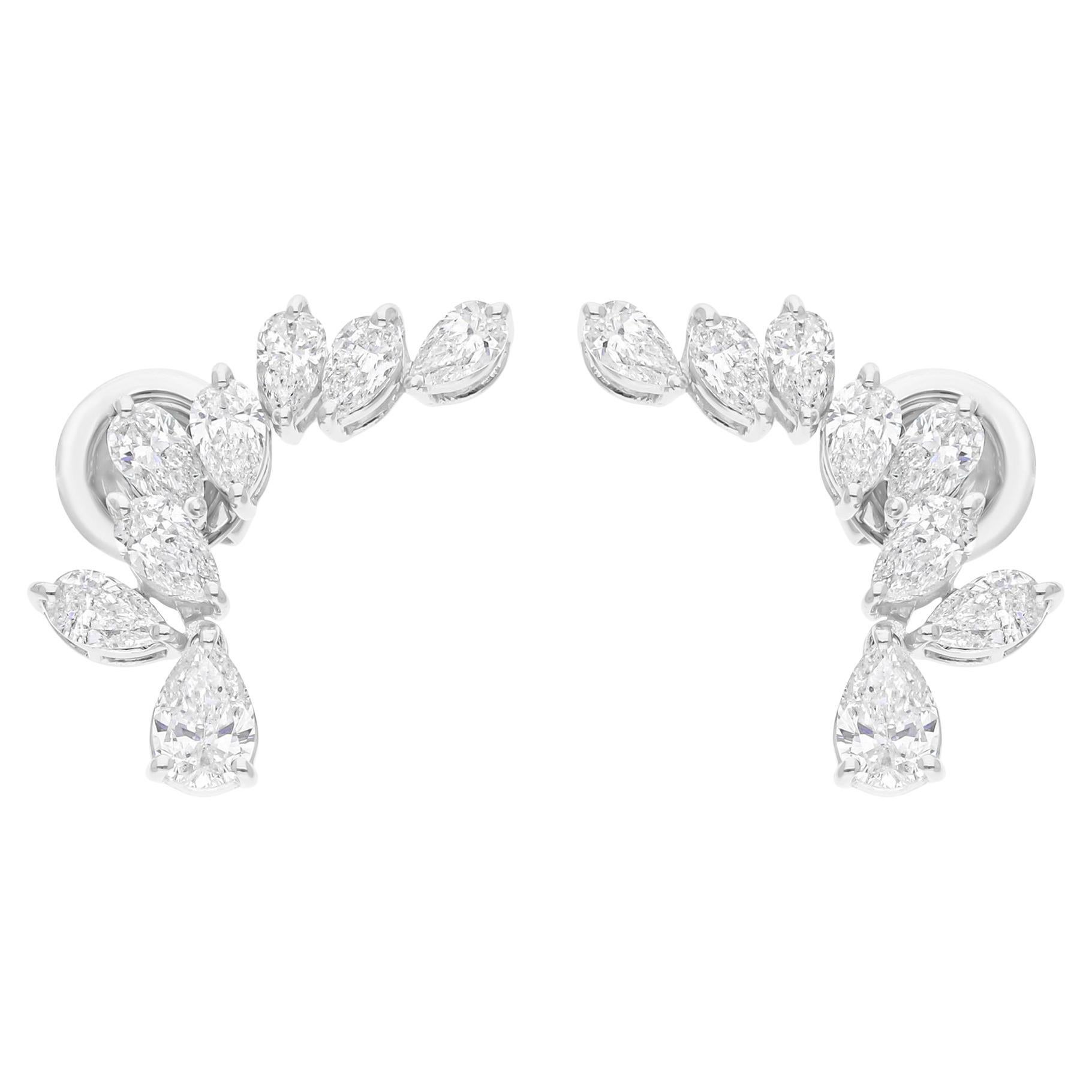 Pendientes de diamantes naturales en forma de pera de 2,00 quilates SI/H Joyas de oro blanco de 14 quilates