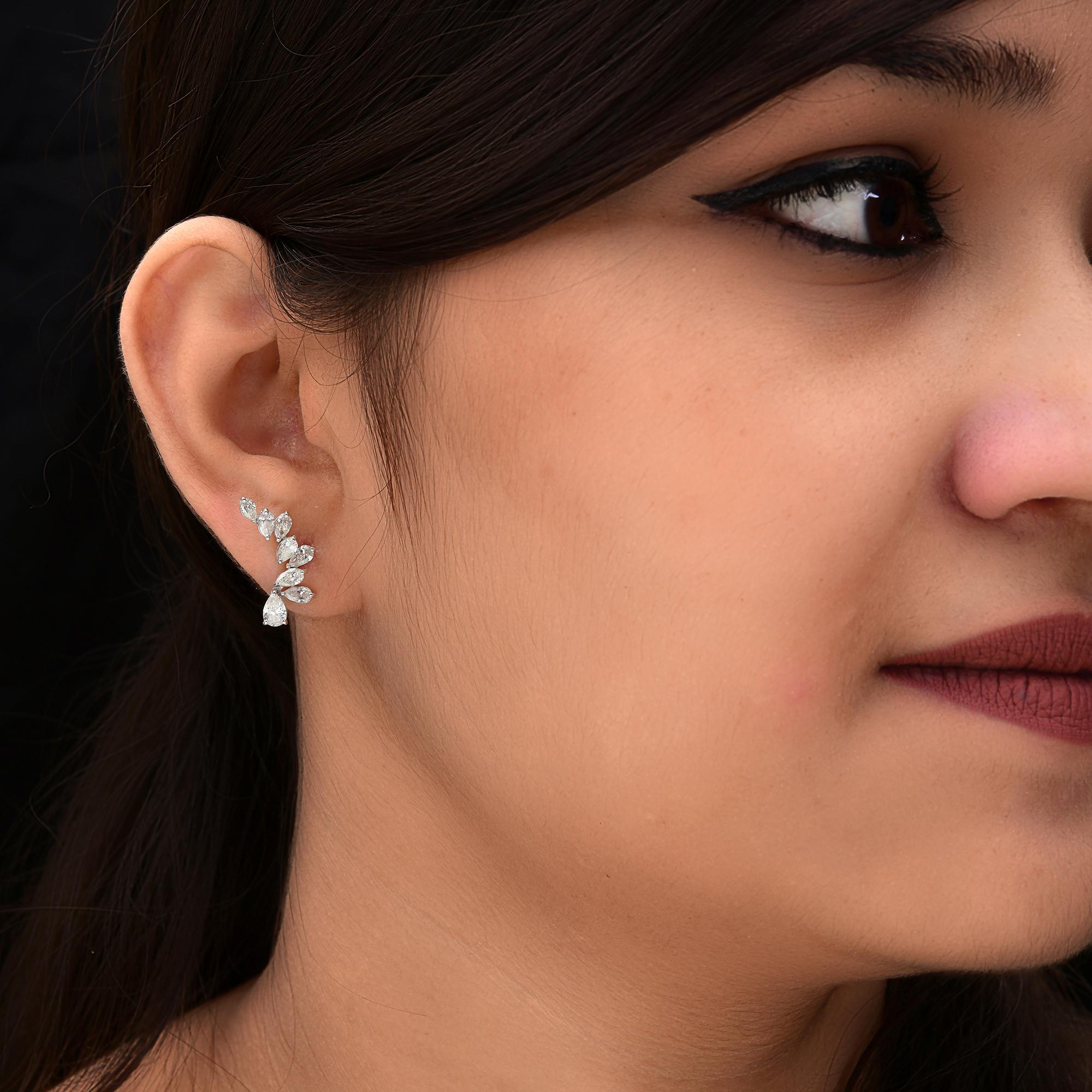 Moderne Boucles d'oreilles en or blanc 18 carats avec diamants naturels en forme de poire de 2,00 carats SI/H en vente