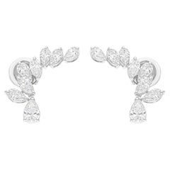 Boucles d'oreilles en or blanc 18 carats avec diamants naturels en forme de poire de 2,00 carats SI/H