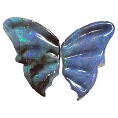 Natural 20.08 Ct Carved Boulder Opal Butterfly Wings mined by Sue Cooper