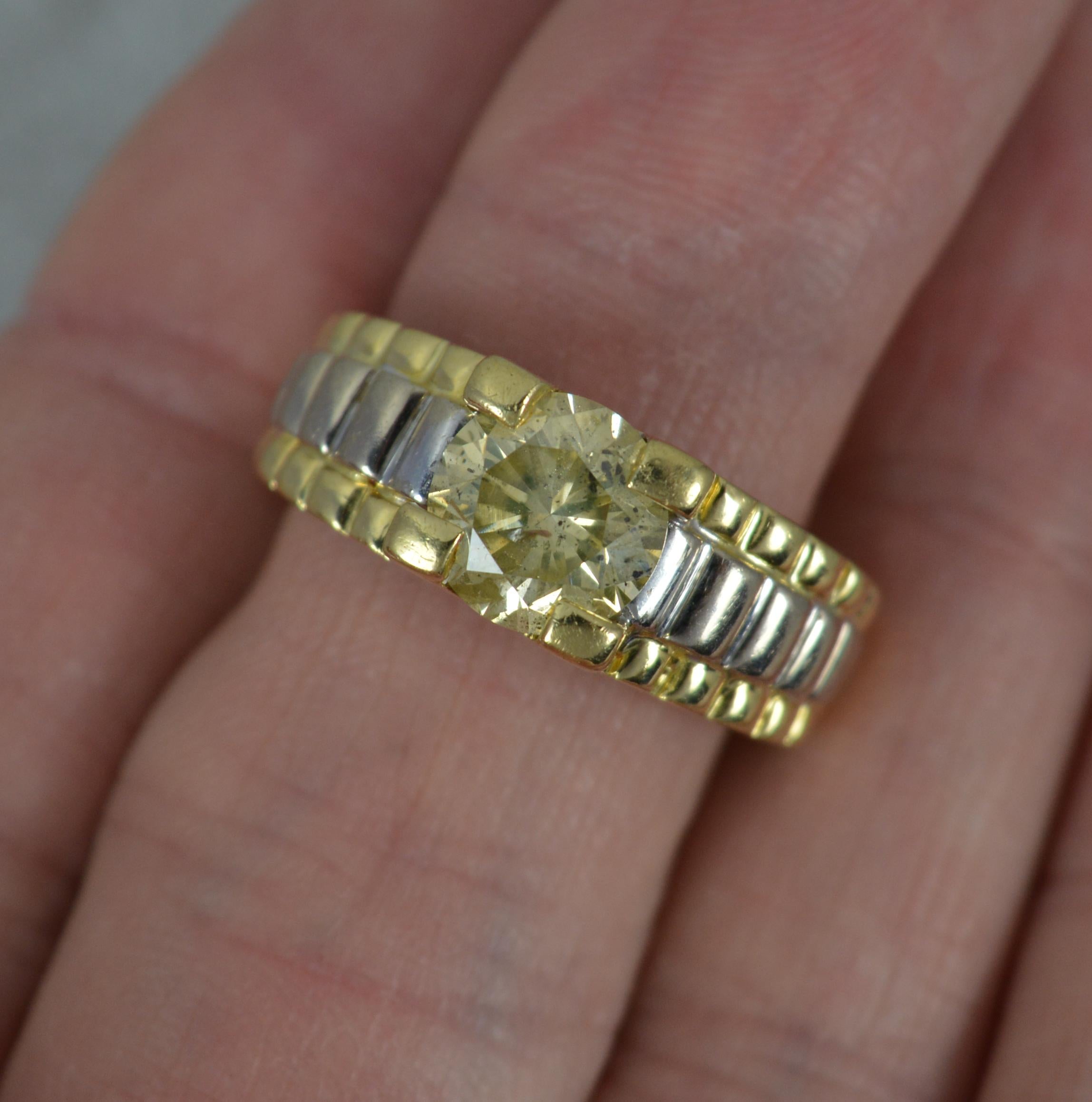 Natural 2.00ct Champagne Diamond and 18ct Gold Rolex Design Band Ring For Sale 1
