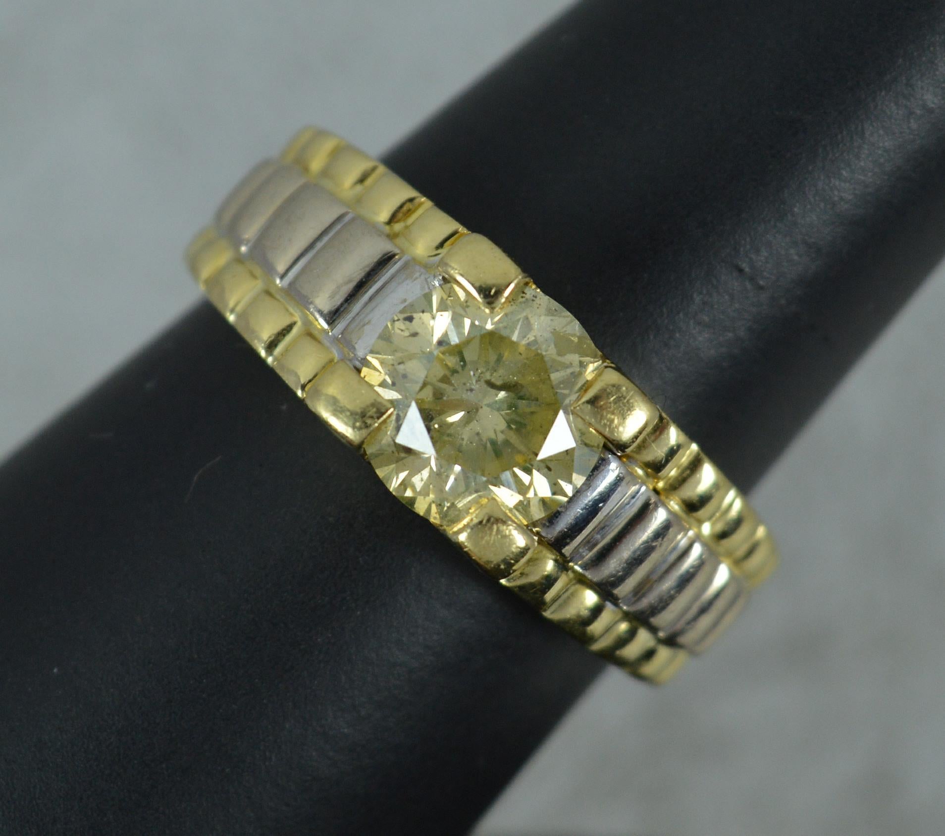 Natural 2.00ct Champagne Diamond and 18ct Gold Rolex Design Band Ring For Sale 4