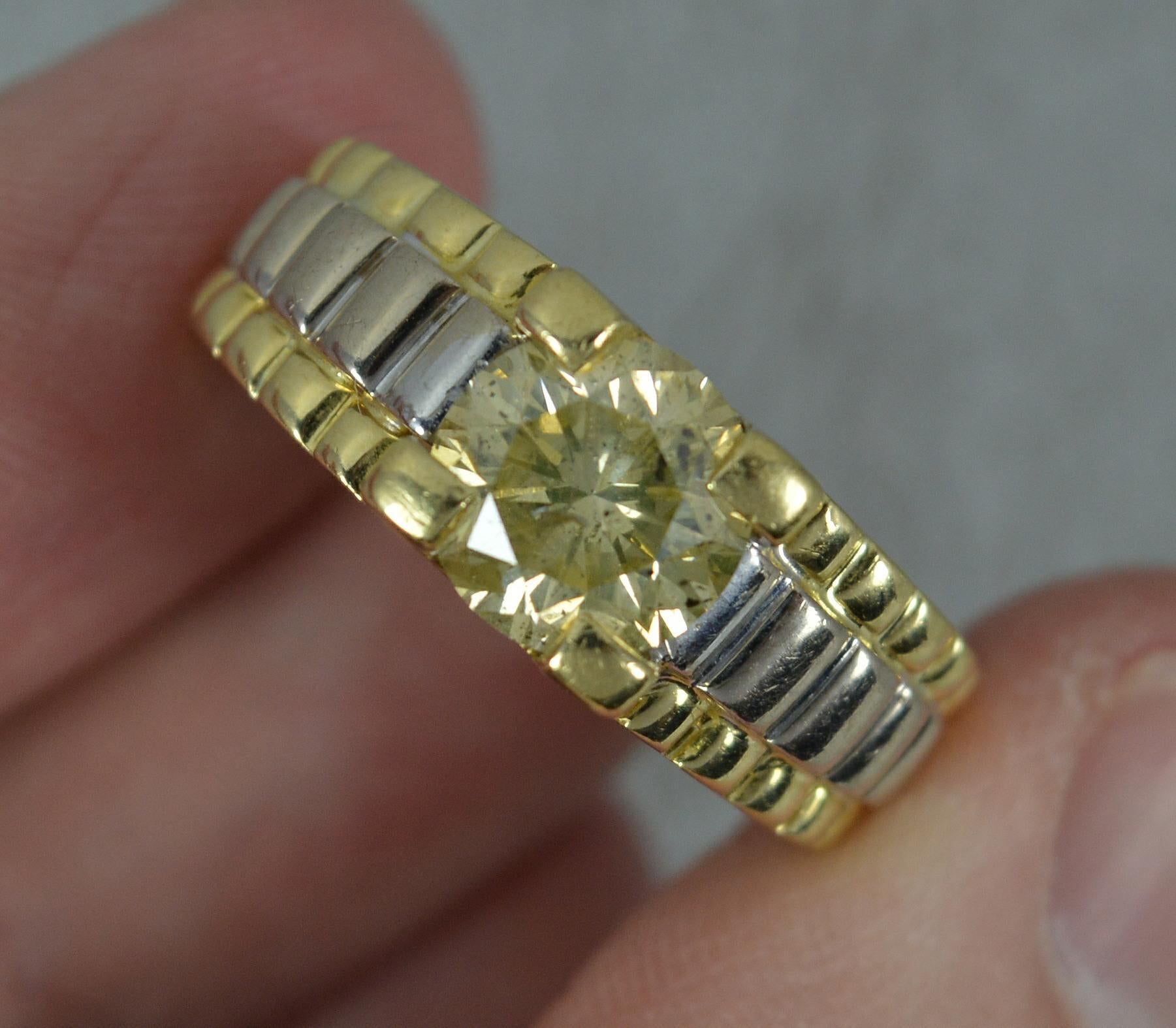 Natural 2.00ct Champagne Diamond and 18ct Gold Rolex Design Band Ring In Excellent Condition For Sale In St Helens, GB