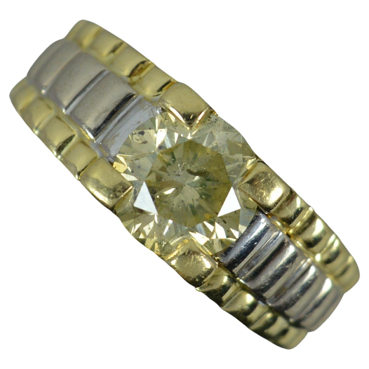 Natural 2.00ct Champagne Diamond and 18ct Gold Rolex Design Band Ring For Sale