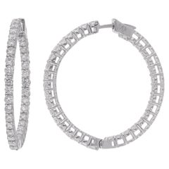 Natural 2.01 Carat Round Diamond Hoop Earrings 14 Karat White Gold Fine Jewelry