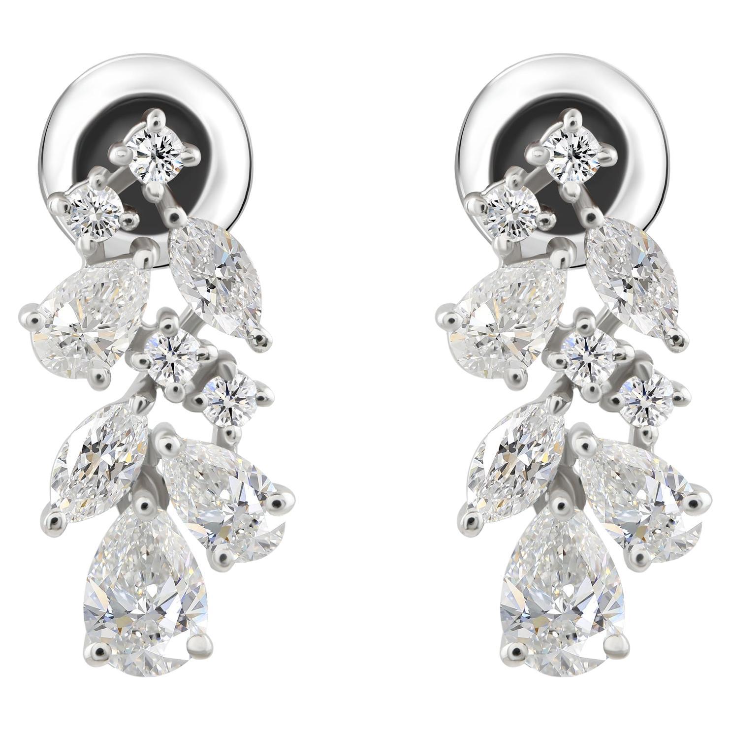 Natürliche 2,01 Karat SI Reinheit HI Farbe Diamant Ohrringe 9 Karat Weißgold