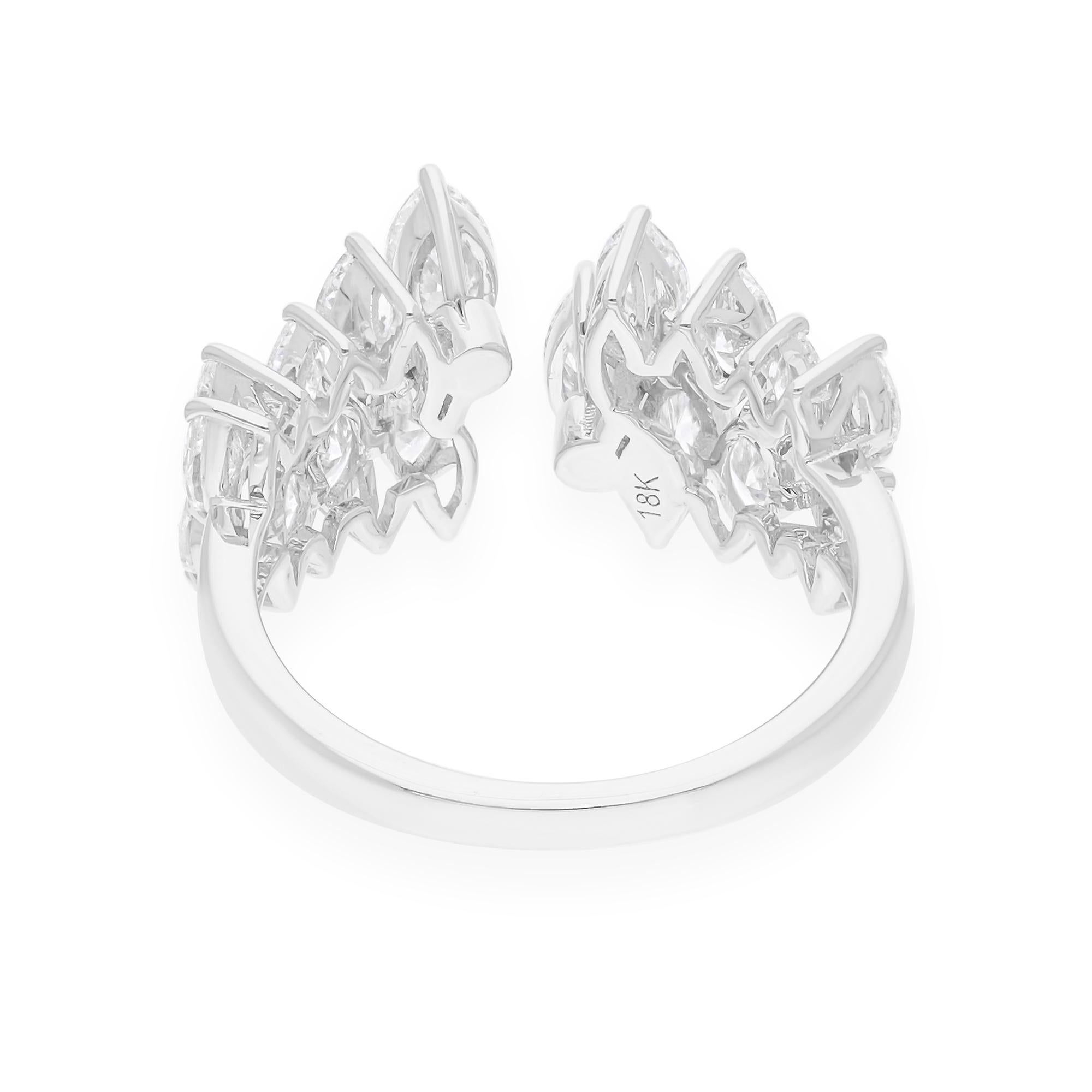 Modern Natural 2.01 Carat SI/H Marquise Diamond Cuff Ring 14 Karat White Gold Jewelry For Sale