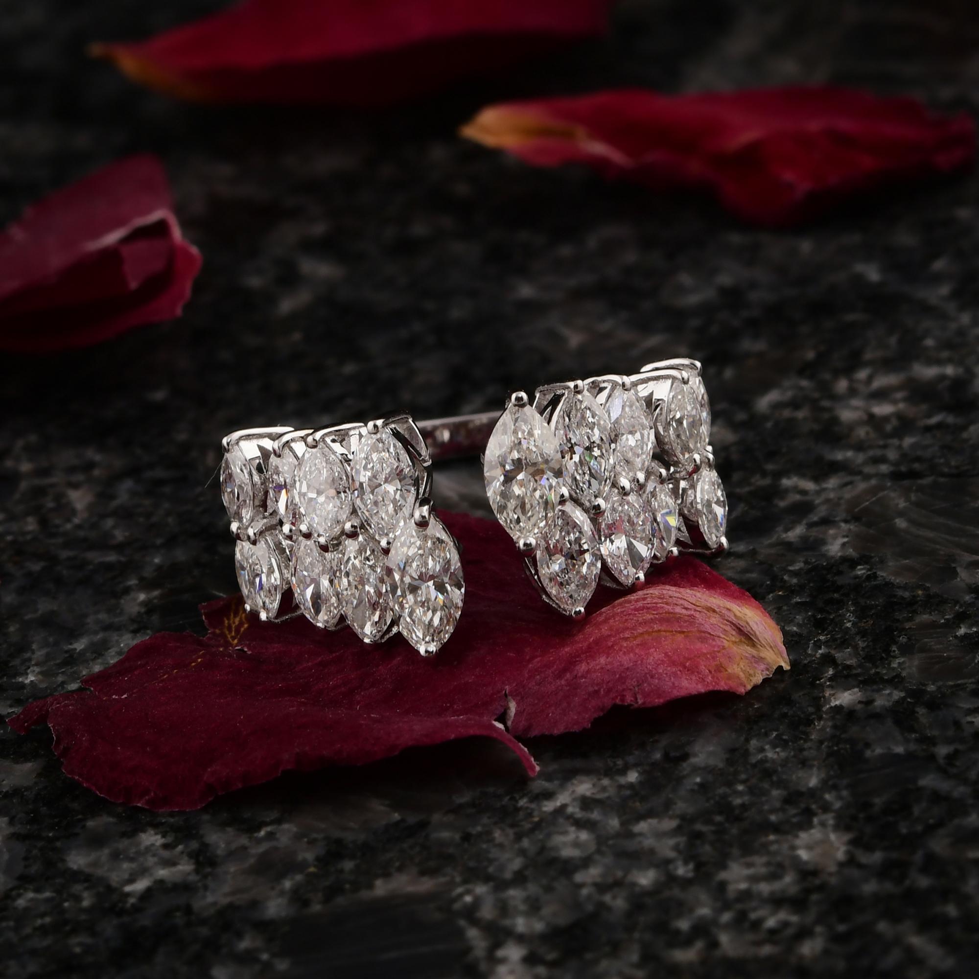 Natural 2.01 Carat SI/H Marquise Diamond Cuff Ring 14 Karat White Gold Jewelry In New Condition For Sale In Diera, Dubai