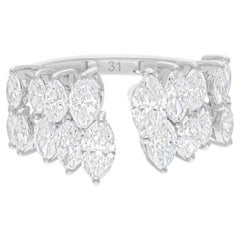 Natural 2.01 Carat SI/H Marquise Diamond Cuff Ring 14 Karat White Gold Jewelry