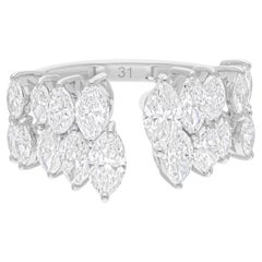 Manschettenarmbandring aus 18 Karat Weißgold mit natürlichem 2,01 Karat SI/H Marquise-Diamant