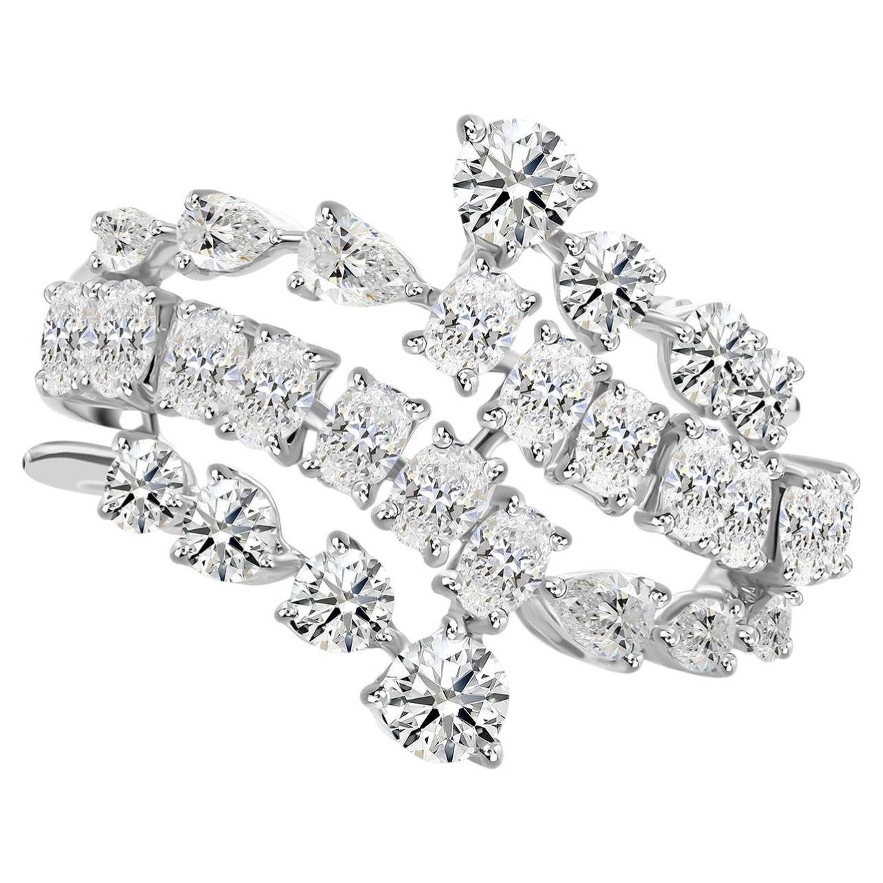 Natural 2.01 Carat Si/H Multi Shape Diamond Ring 18 Karat White Gold Jewelry