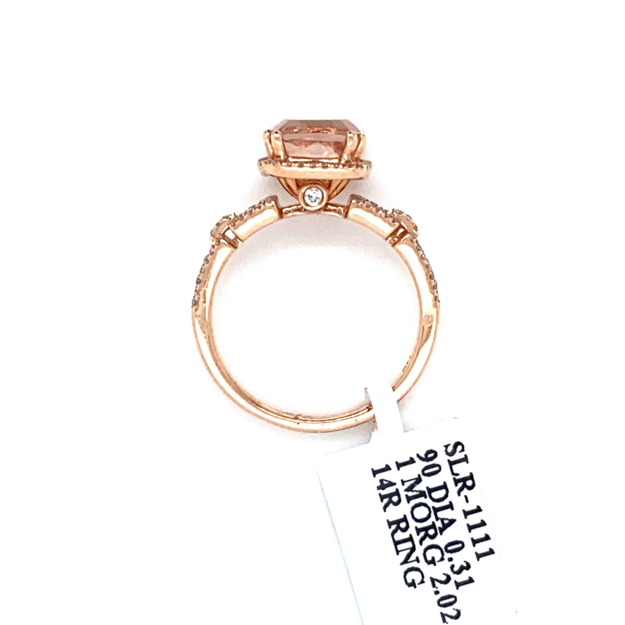 Contemporary Natural 2.02ct Morganite & Diamond Link Ring For Sale