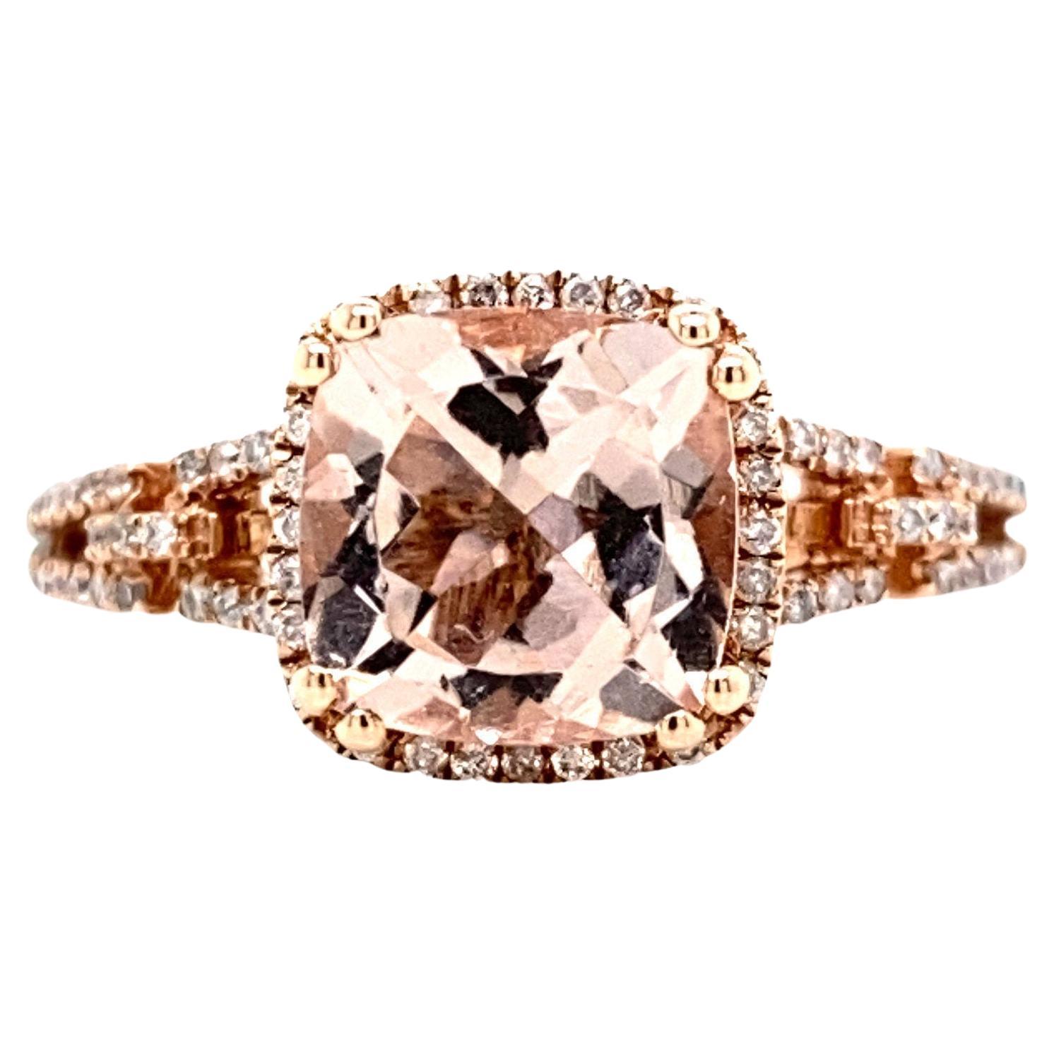 Natural 2.02ct Morganite & Diamond Link Ring 