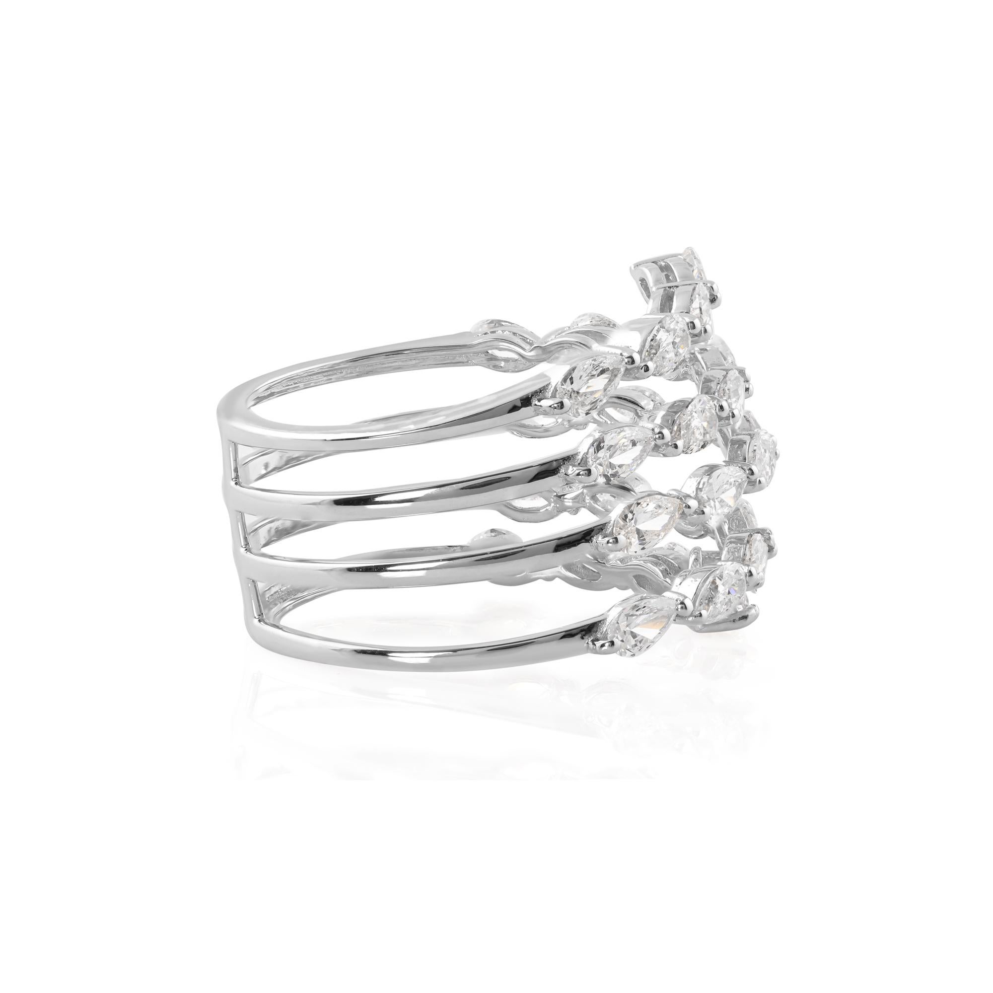 Natural 2.03 Carat Pear Diamond Spiral Ring 18 Karat White Gold Handmade Jewelry In New Condition For Sale In Diera, Dubai