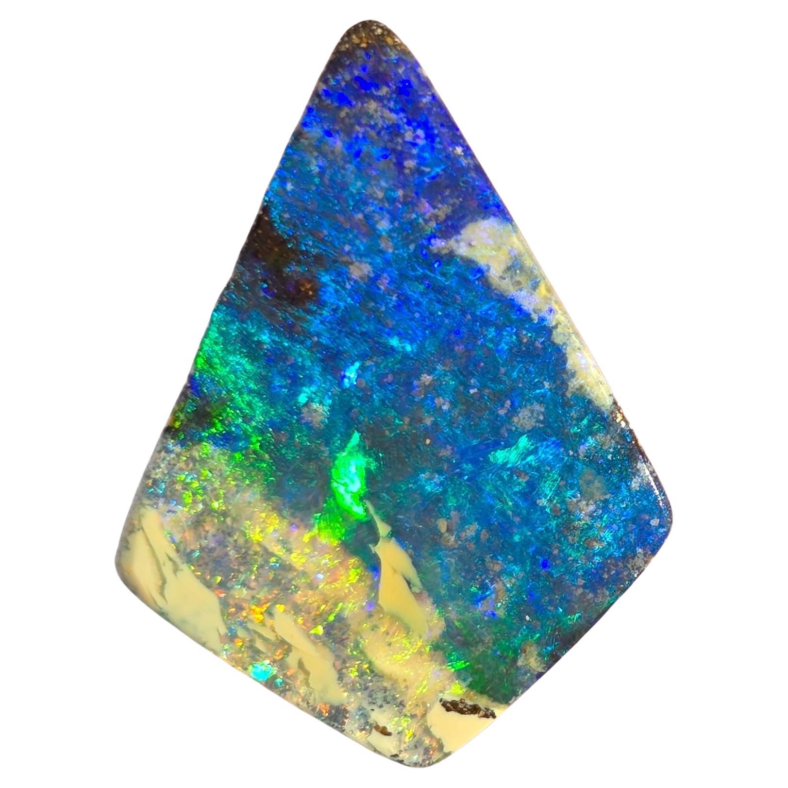 Natural 20.39 Ct Australian kite-shaped boulder opal mined by Sue Cooper For Sale