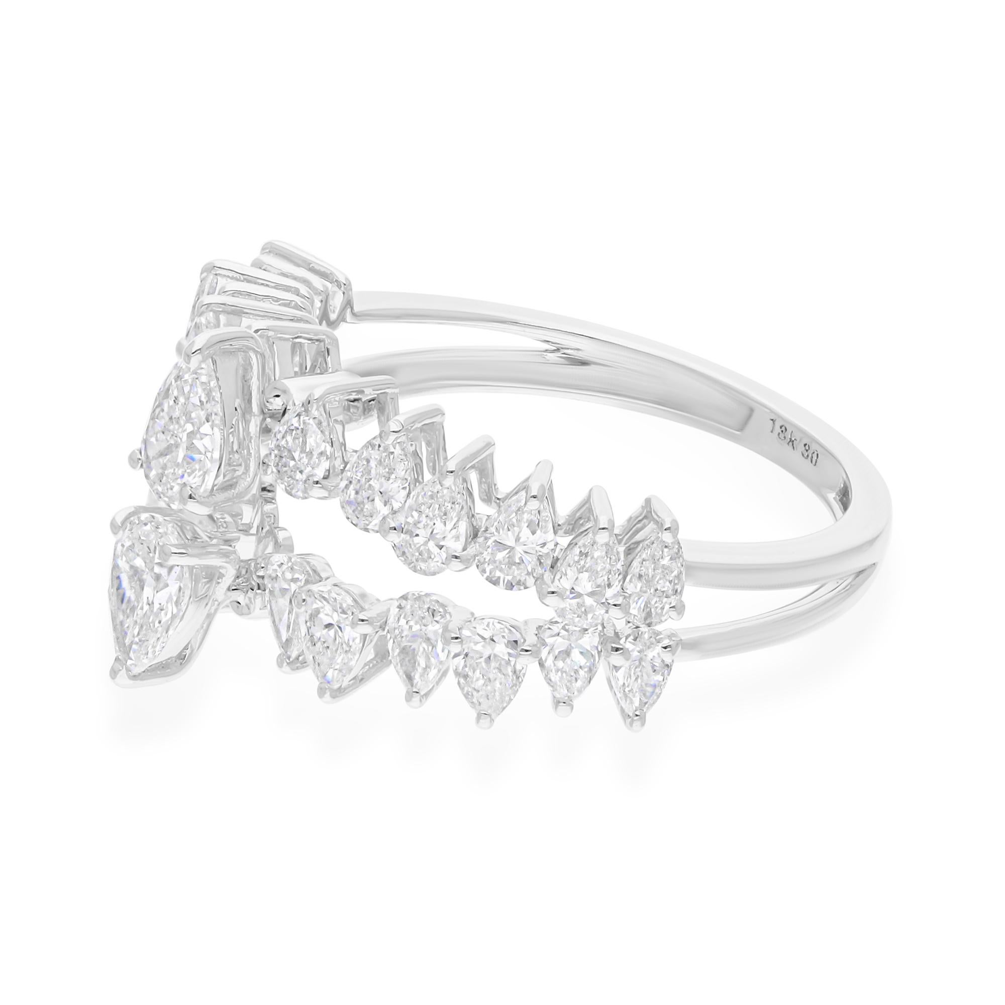 Anillo de diamantes pera natural de 2,04 quilates H/SI de oro macizo blanco de 14 quilates Regalo de joyería fina Corte pera en venta
