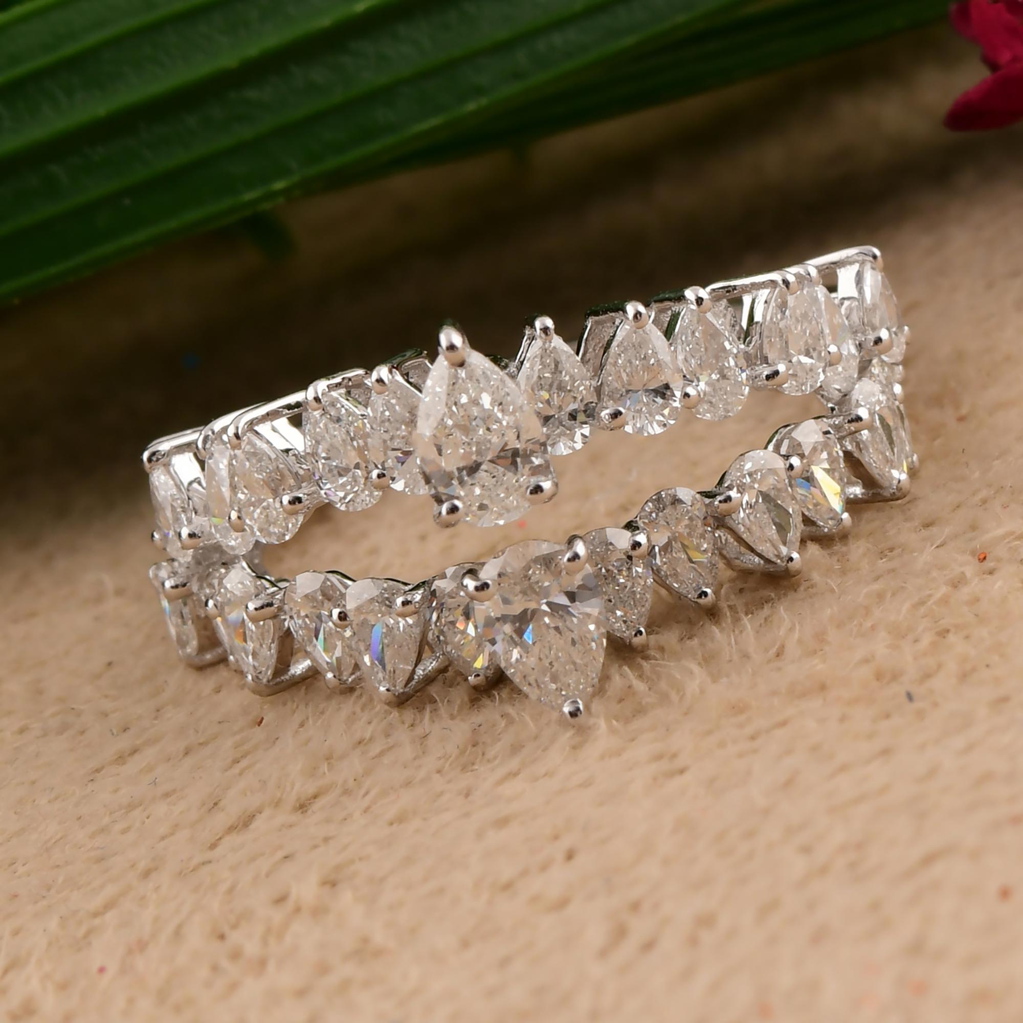 Anillo de diamantes pera natural de 2,04 quilates H/SI de oro macizo blanco de 14 quilates Regalo de joyería fina en Nuevo estado para la venta en Diera, Dubai