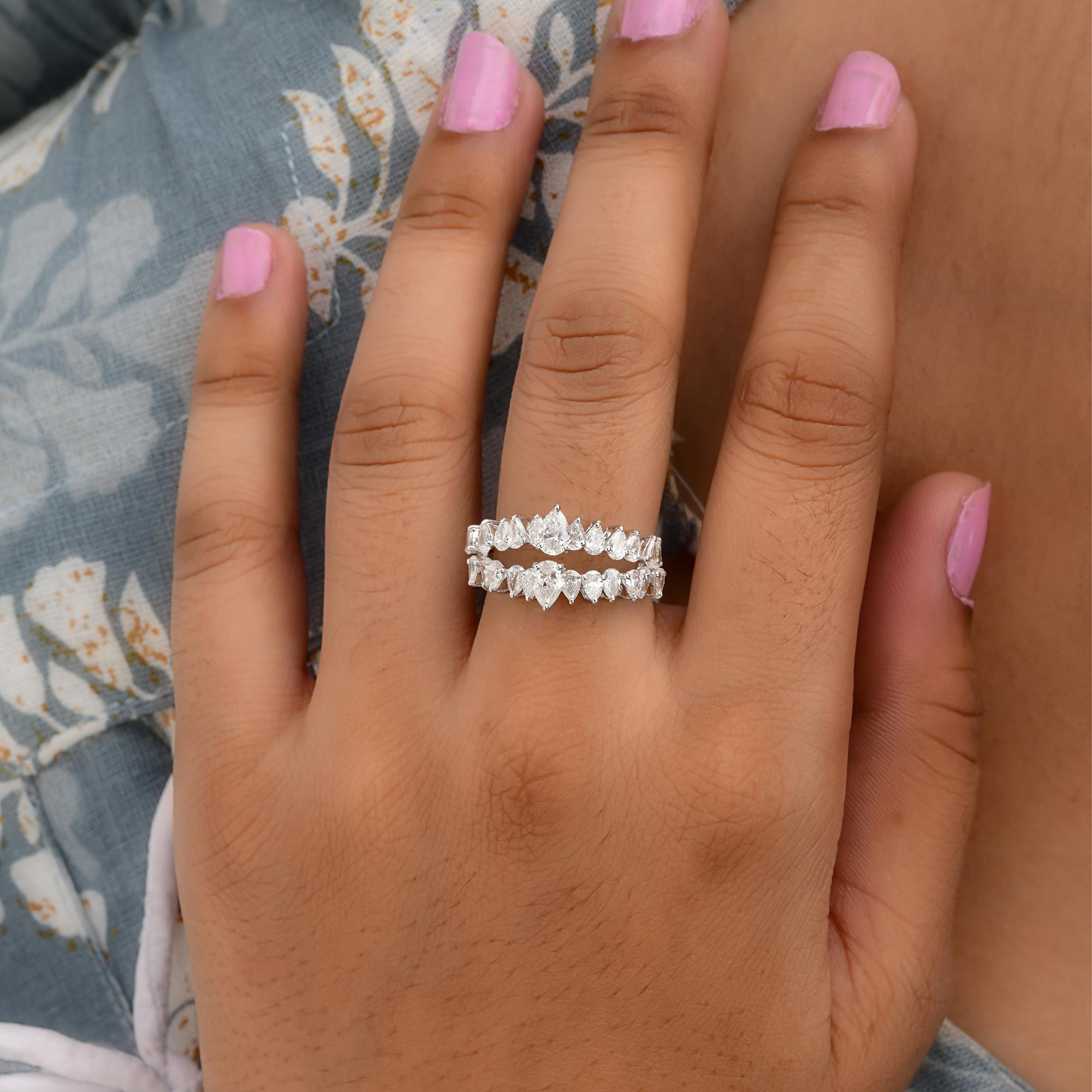 De las mujeres Anillo de diamantes pera natural de 2,04 quilates H/SI de oro macizo blanco de 14 quilates Regalo de joyería fina en venta
