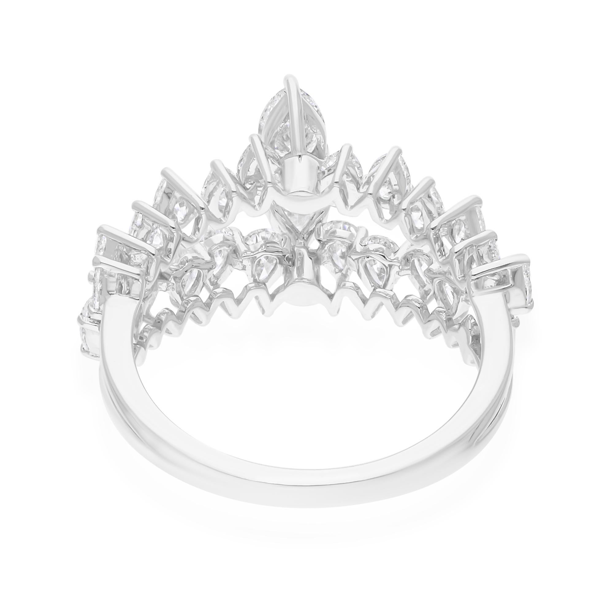 Anillo de diamantes pera natural de 2,04 quilates H/SI de oro macizo blanco de 14 quilates Regalo de joyería fina en venta 1