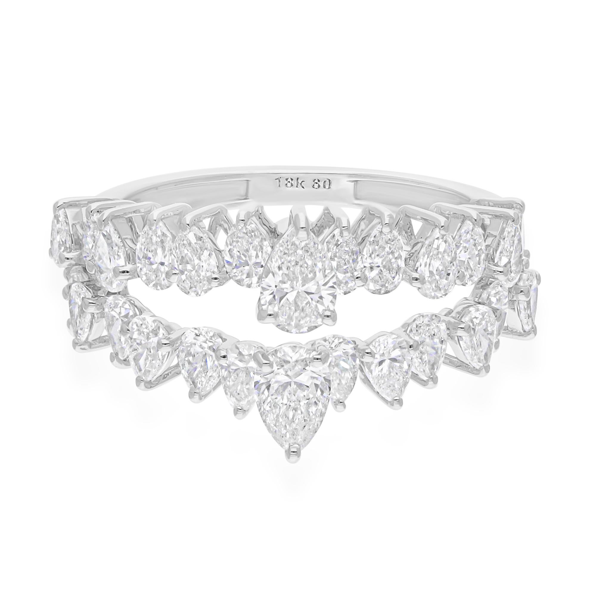 Natürlicher natürlicher 2,04 Karat H/SI Birnendiamantring 14K Weiß Massivgold Feiner Schmuck Geschenk