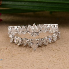 Natural 2.04 Carat H/SI Pear Diamond Ring 18K White Solid Gold Fine Jewelry Gift
