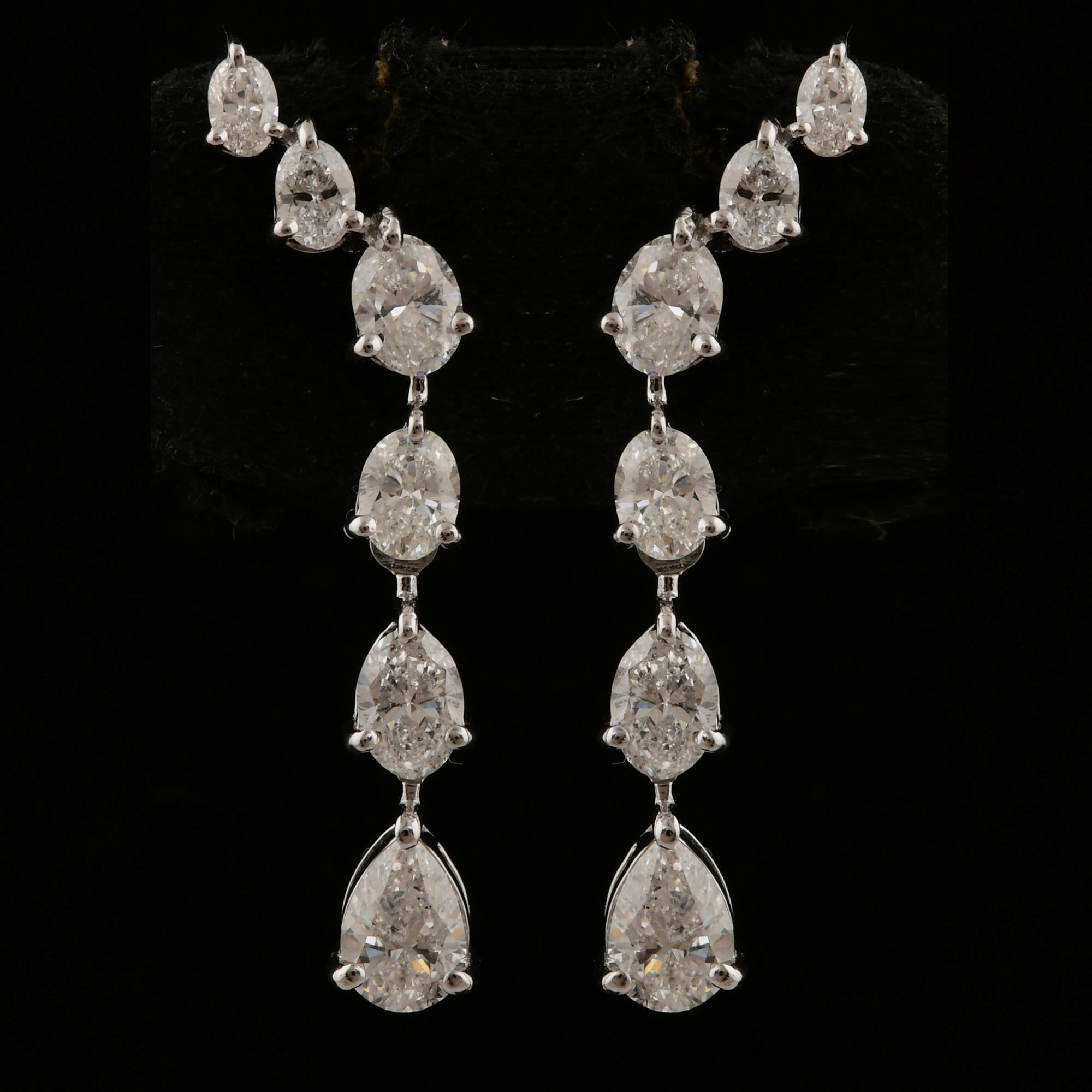 De las mujeres Pendientes de diamantes naturales de forma ovalada SI/H de 2,04 quilates Joyas de oro blanco de 14 quilates en venta